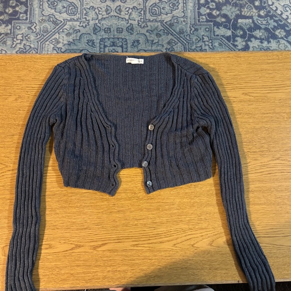 Women's Aeropostale Blue Button Up Cropped Cardigan Sweater - Picture 2 of 6